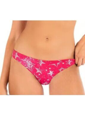 Hurley Reversible Moderate Coverage Bikini Bottom Womens L Star Struck Pink NWT
